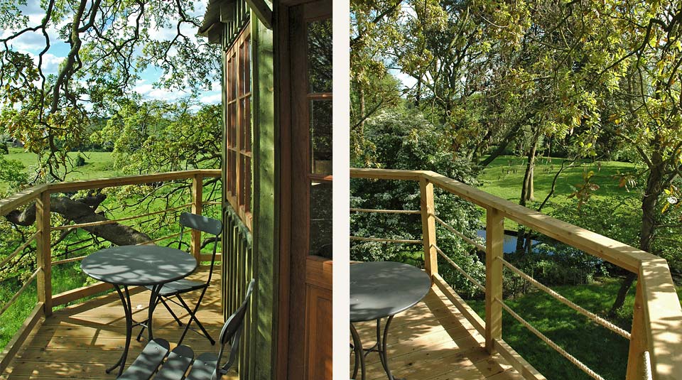 Bespoke Irish treehouse with sun deck, nestled in mature Oak